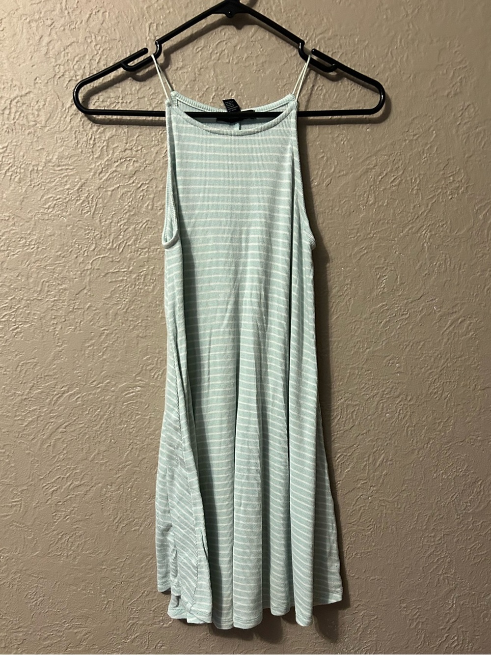 Forever 21 Mint Green & White Striped High Neck Swing Tank